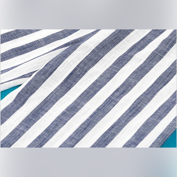 CHARTOU Striped High-Waist Wide-Leg Cotton Palazzo Capri Culotte Pants - Picture 2 of 7